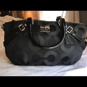 Coach Madison Dotted OP Art Sophia Satchel Black